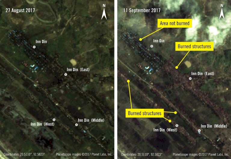 緬軍火燒洛興雅村 國際特赦衛星照佐證