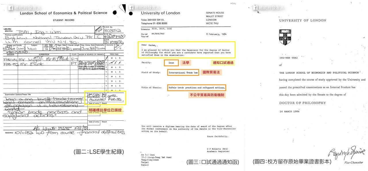 博士學位遭質疑 蔡總統拿出相關證明提告