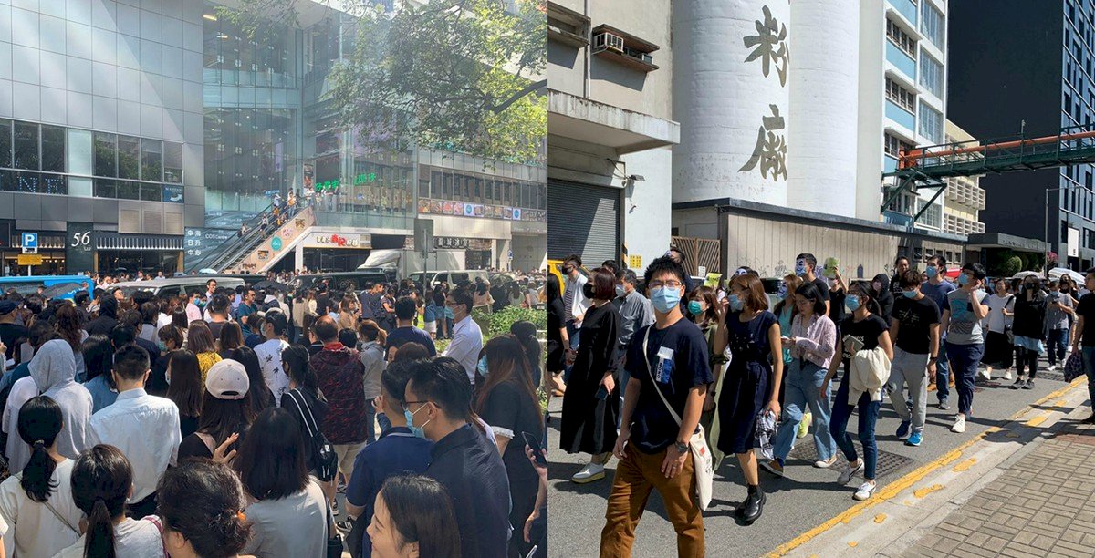 港人反送中快閃遊行 400多人走上中環街頭