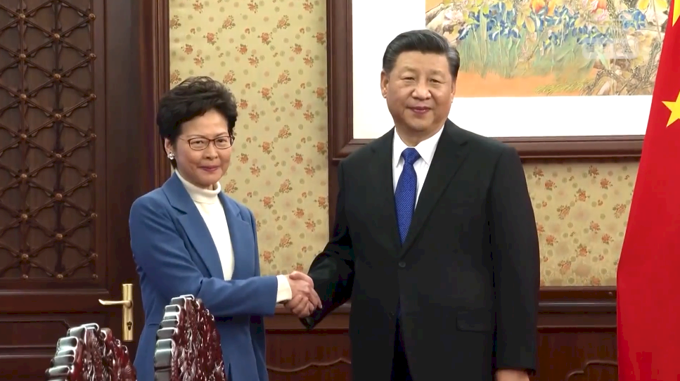習近平接見林鄭月娥 盼香港重回正軌