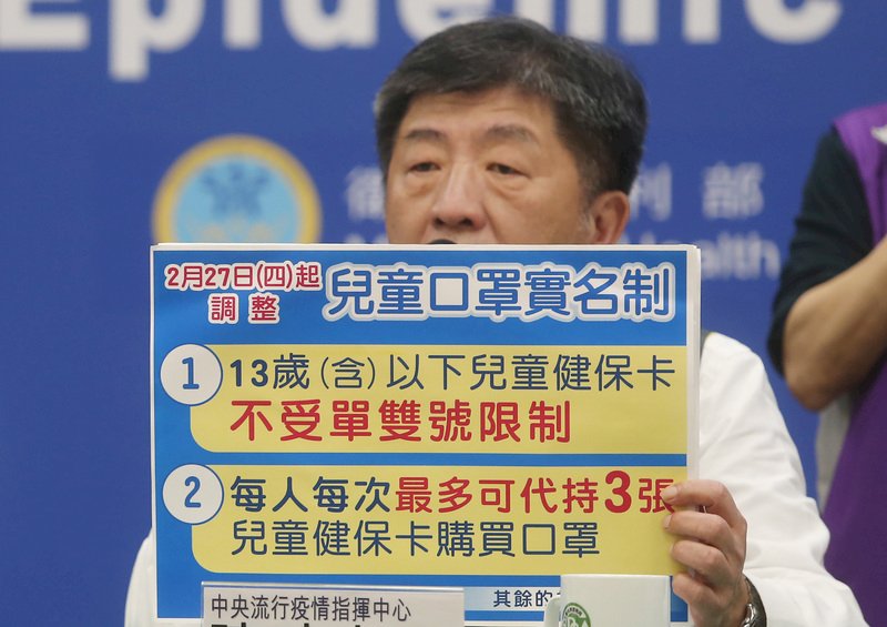 指揮中心：27日起不限單雙號皆可買兒童口罩