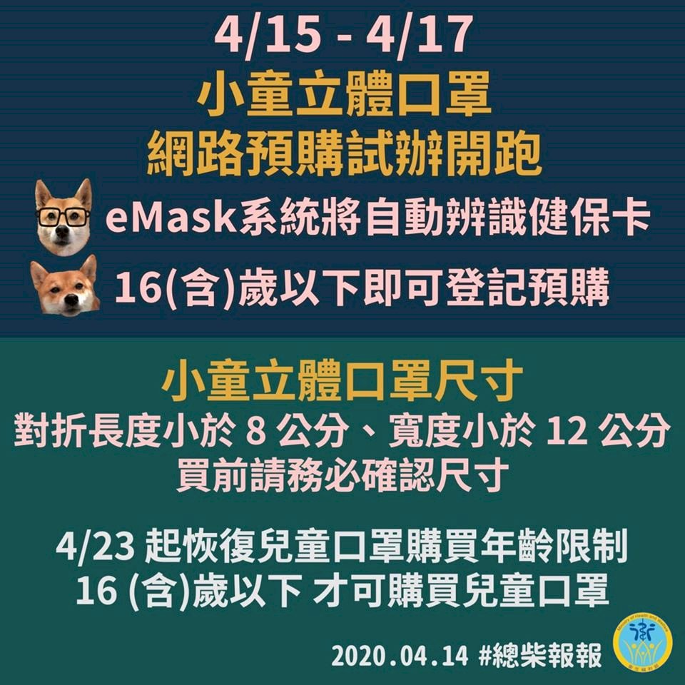 15日起  4至8歲小童立體口罩全面網購