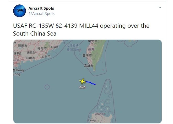 三週內第12度 美軍電偵機現蹤台灣南部海域
