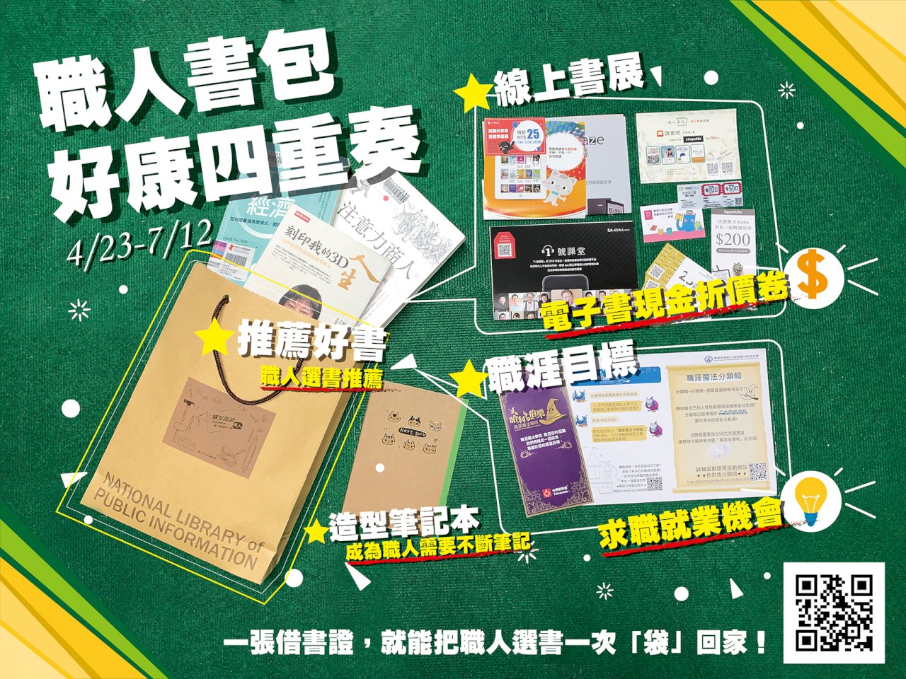◎一張借書證，就能輕鬆把書「袋」回家！閱讀日活動「職想閱讀」，邀請您體驗閱讀成長樂趣......