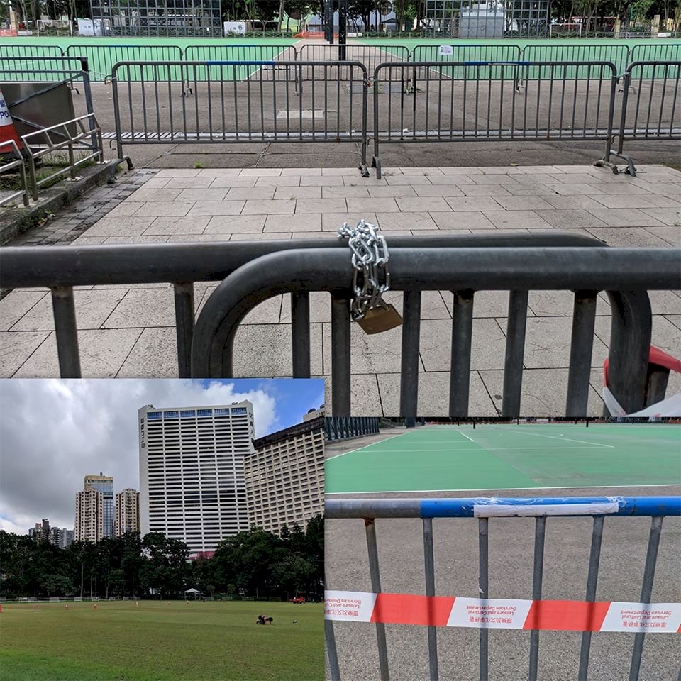 港維園鐵馬封鎖 民主人士欲闖關