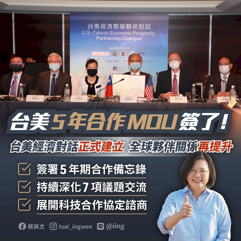 台美經濟對話成果豐  總統：夥伴關係再提升