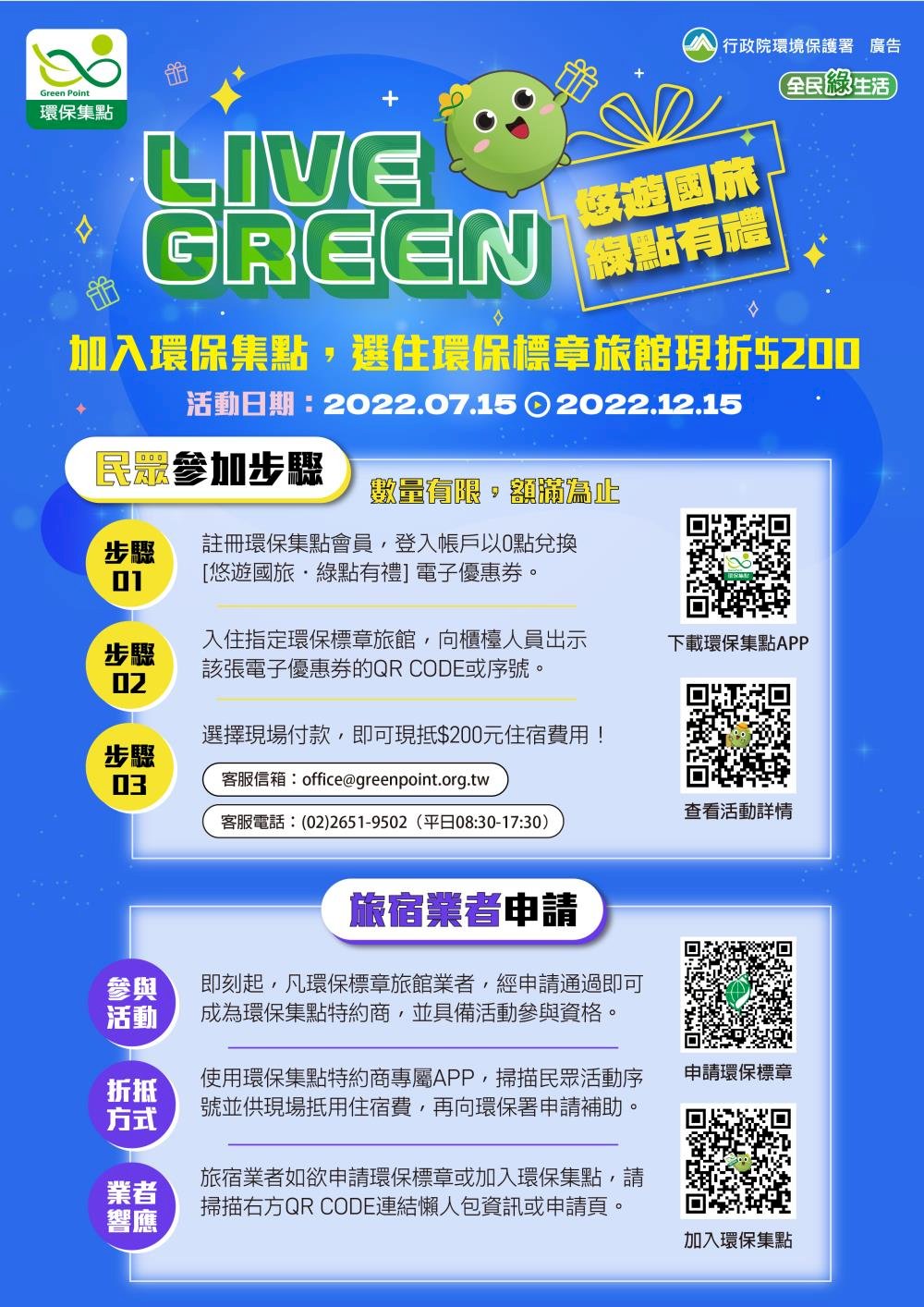 環保署加碼國旅補助   每人200元最多1500名
