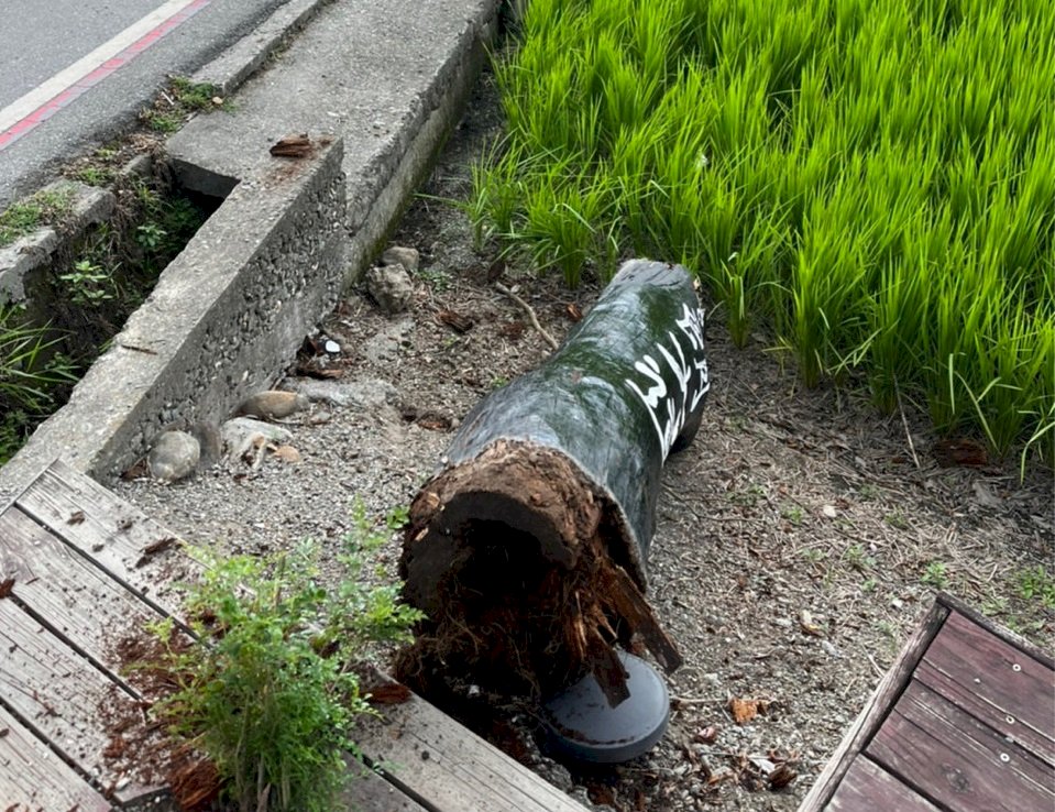 台東強震 伯朗大道標誌柱倒地