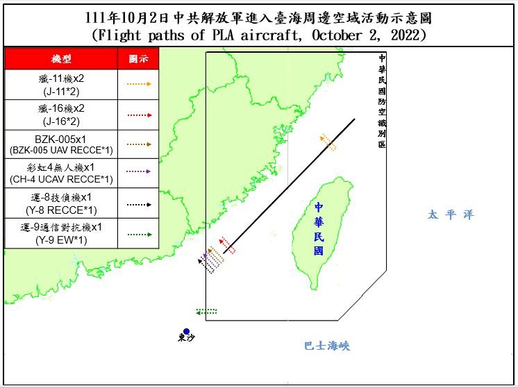 共機22架次擾台海 &nbsp;4架次逾海峽中線