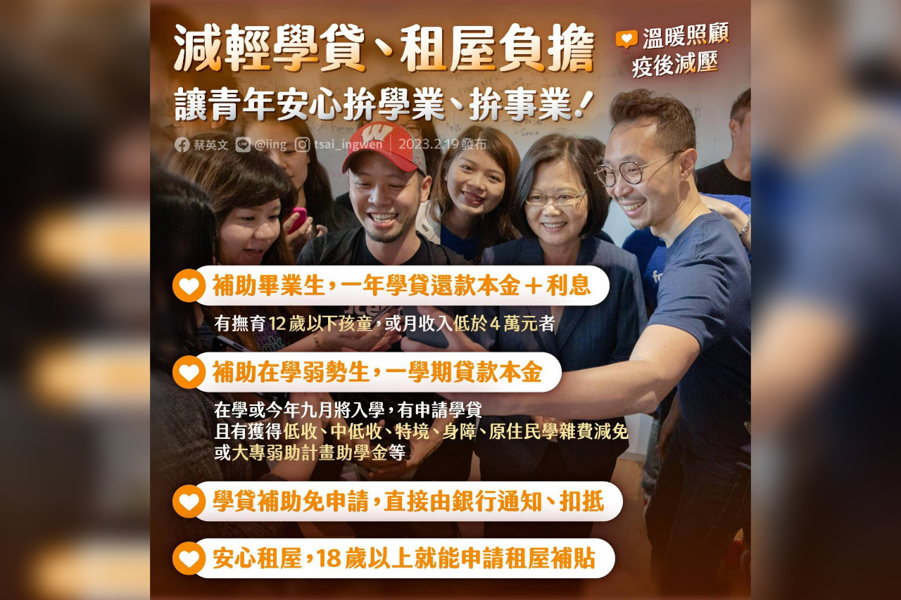 政府推減輕學貸租屋負擔政策  蔡總統：做年輕人最強後盾