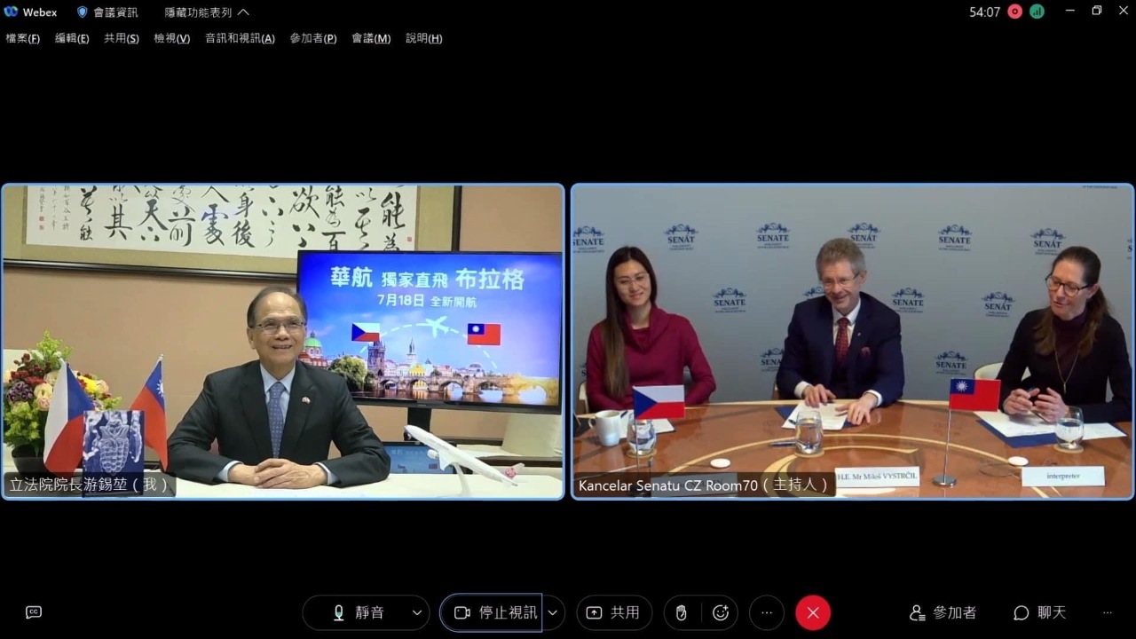 再與韋德齊視訊 游錫堃：台捷續打造強韌民主夥伴關係