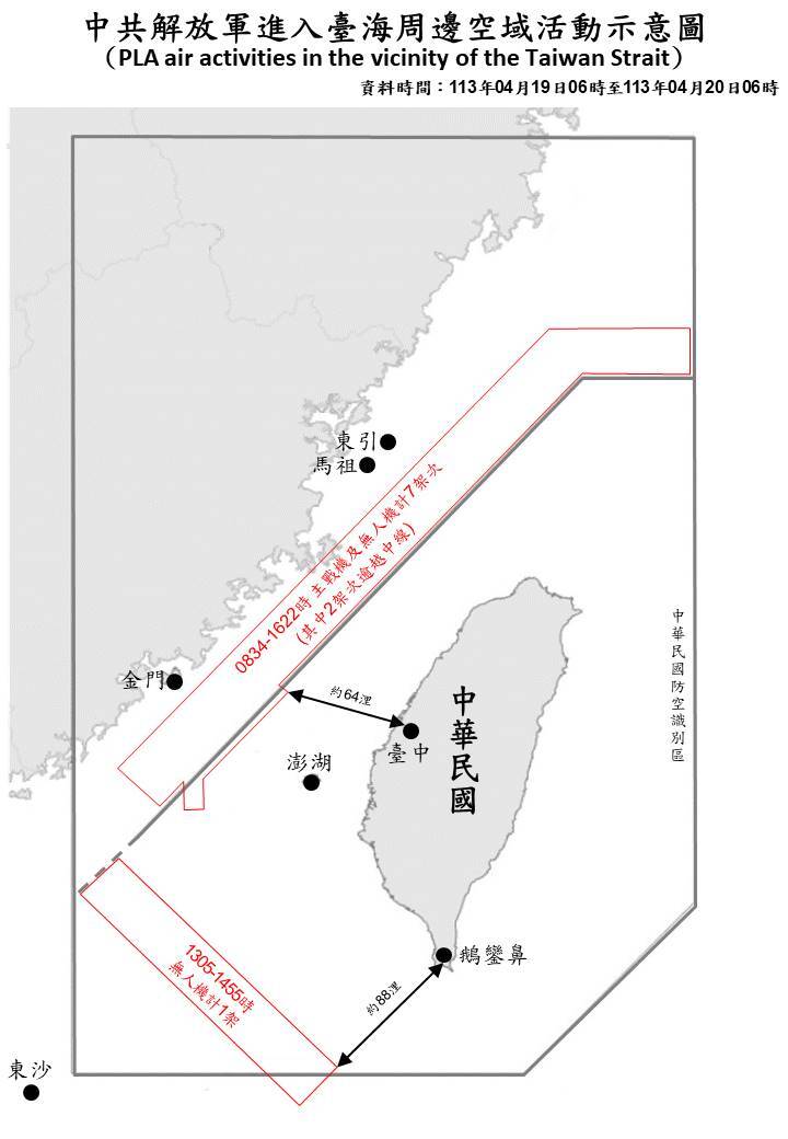3架次共機越中線  侵擾西南空域