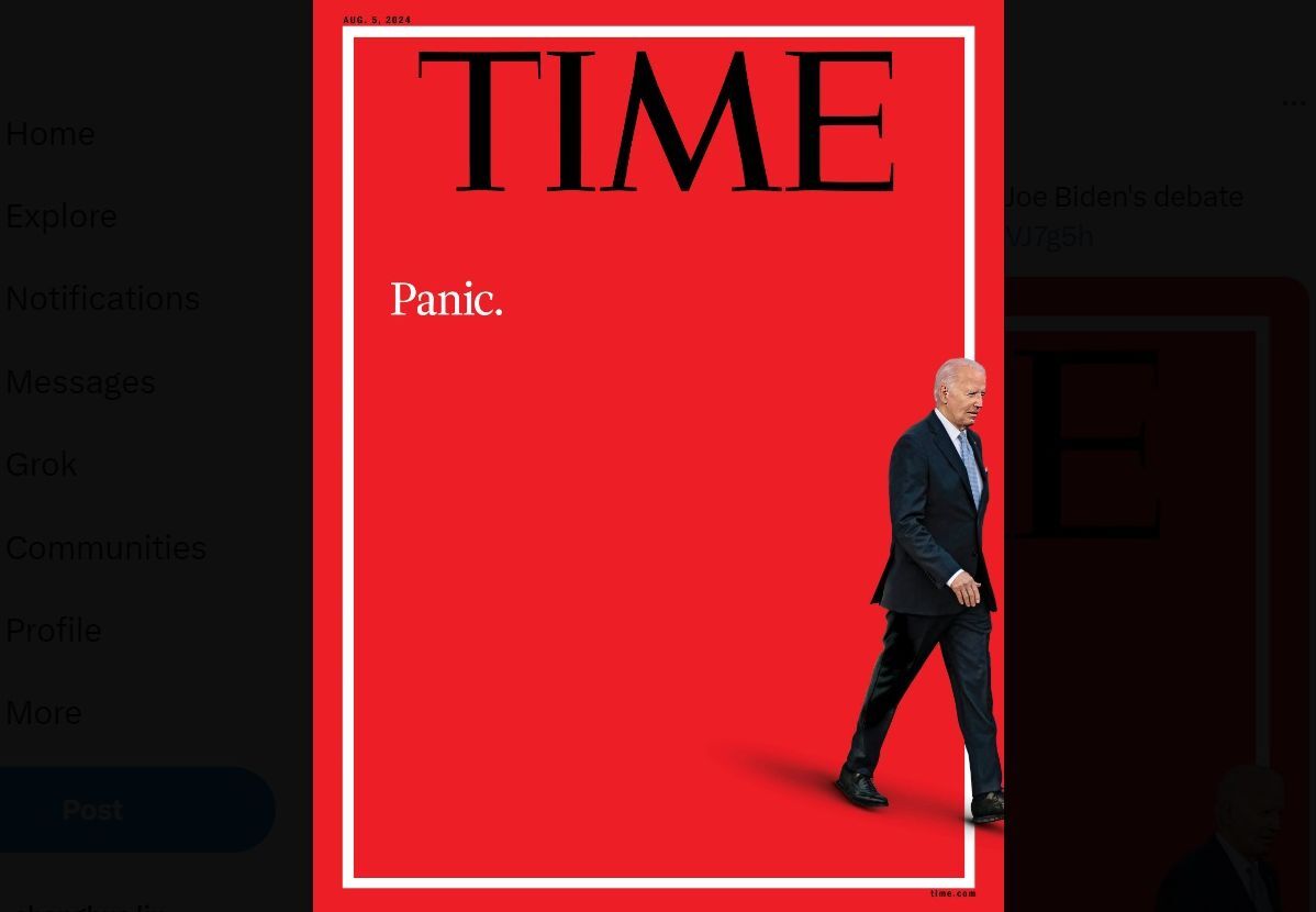 拜登辯論表現引換人聲浪 時代雜誌封面寫「恐慌」