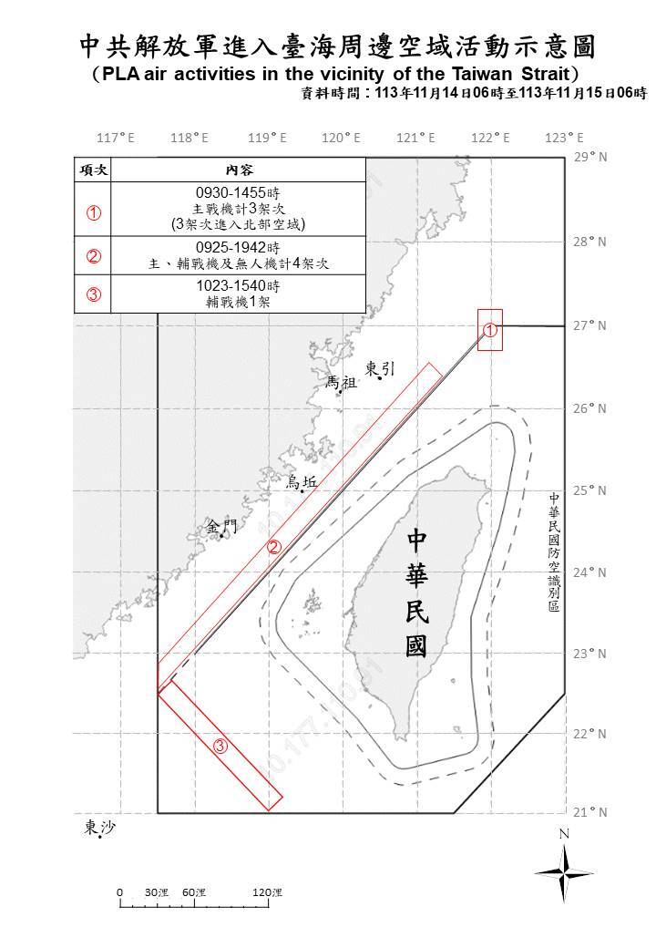 共軍6機艦台海周邊活動 國軍嚴密監控