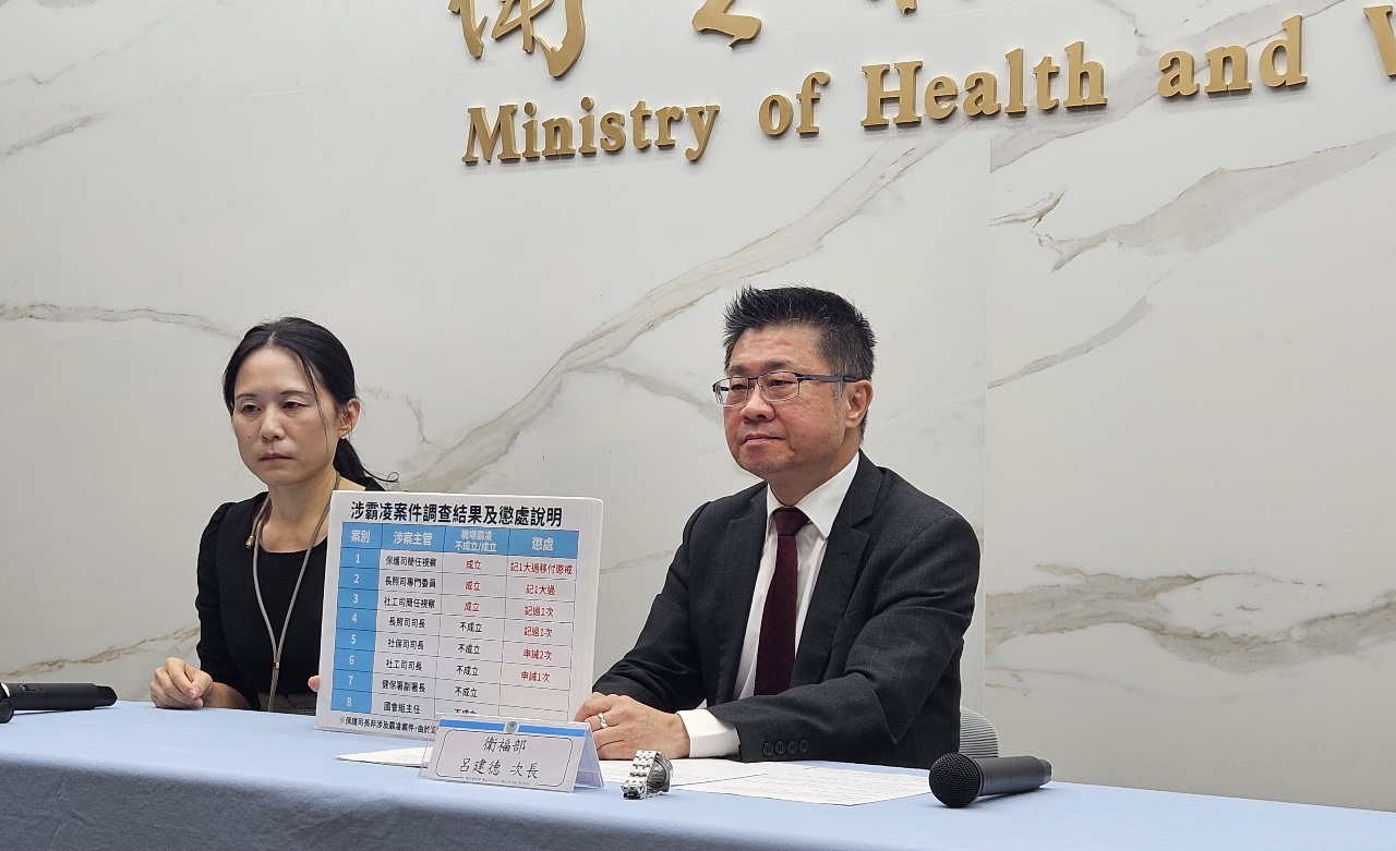 衛福部霸凌案調查出爐 3案成立、7人受處分