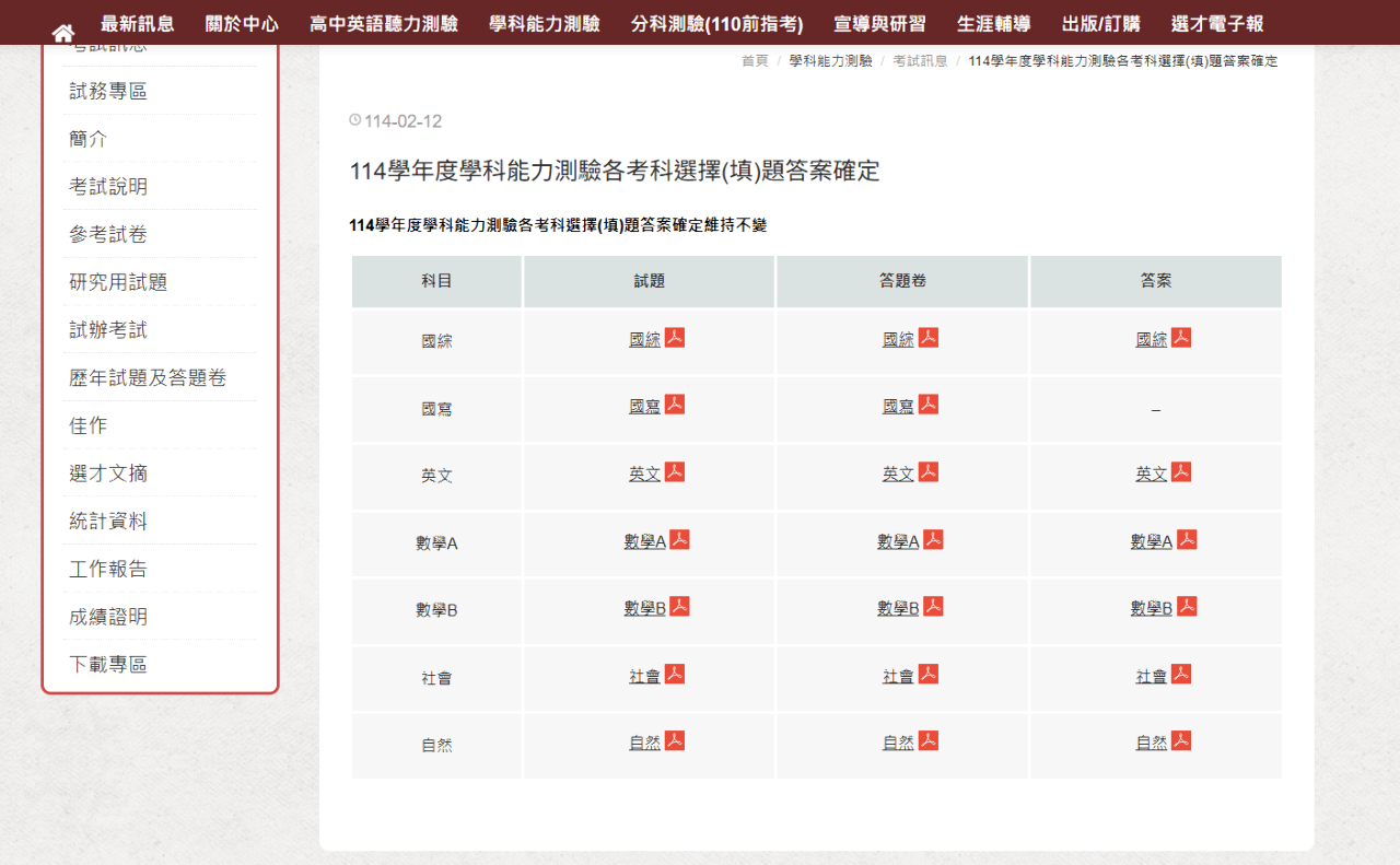 學測答案確定！反映意見共80件 大考中心已公告回覆內容