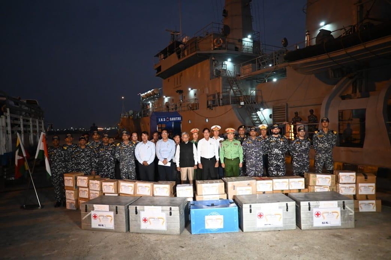 印度50噸救災物資送抵緬甸 另3軍艦啟程前往仰光