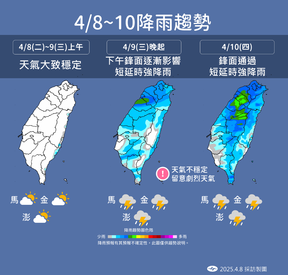 明晚變天迎本周首波鋒面 第二波鋒面防劇烈天氣攪亂周末假期