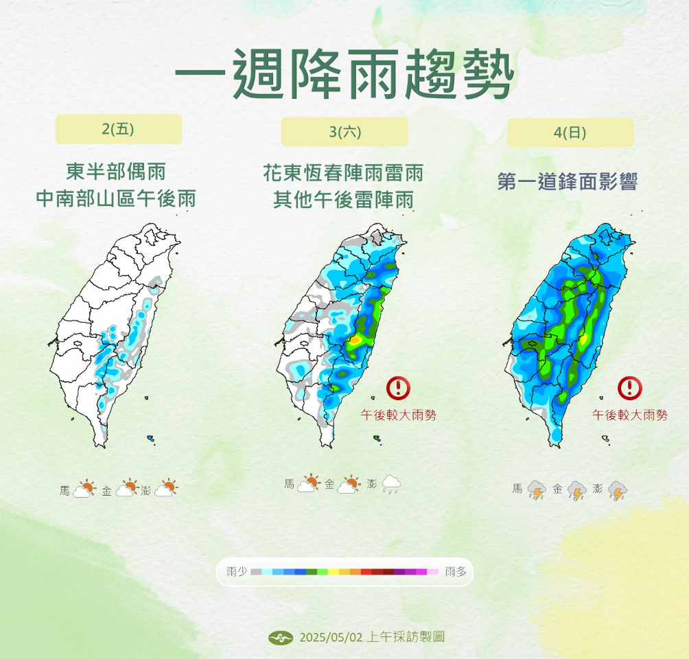 梅雨季開啟序幕 未來一周鋒鋒相連